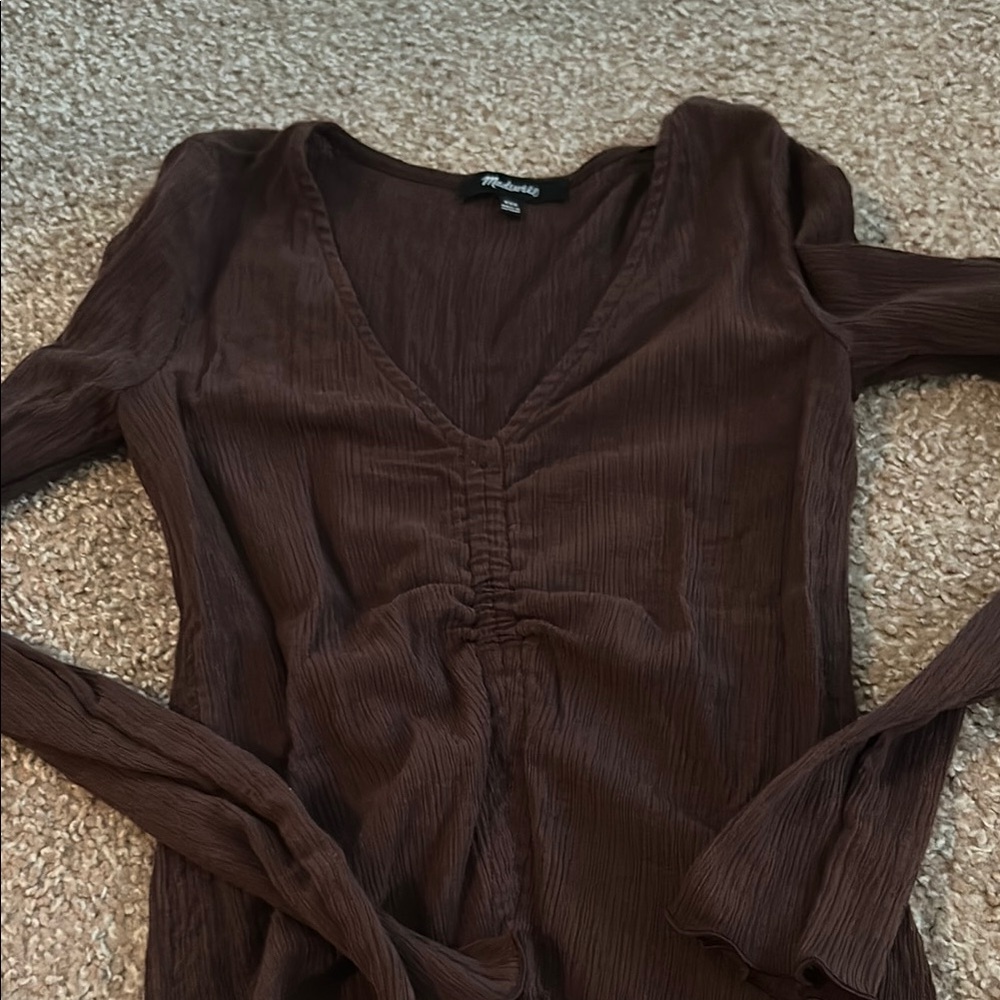 Madewell Brown Long Sleeve Top - Picture 3 of 8